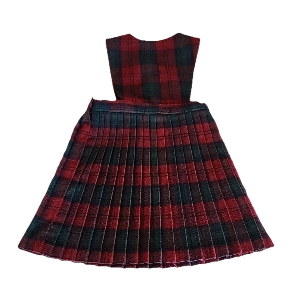 VTG Archie‎ Brown & Son Pleated Skirt Vest Holiday Preppy Red Green Plaid Girl 8